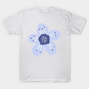 Pretty Blue Retro Flower Pattern T-Shirt